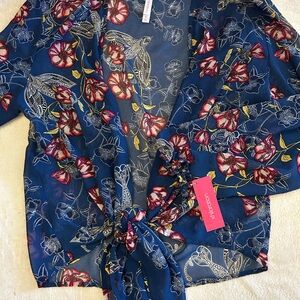 Floral Sheer Blue Kimono